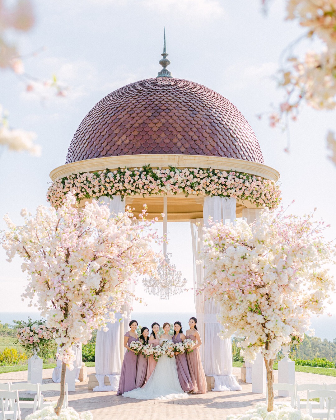 Cherry blossoms at the rotunda at Pelican Hill