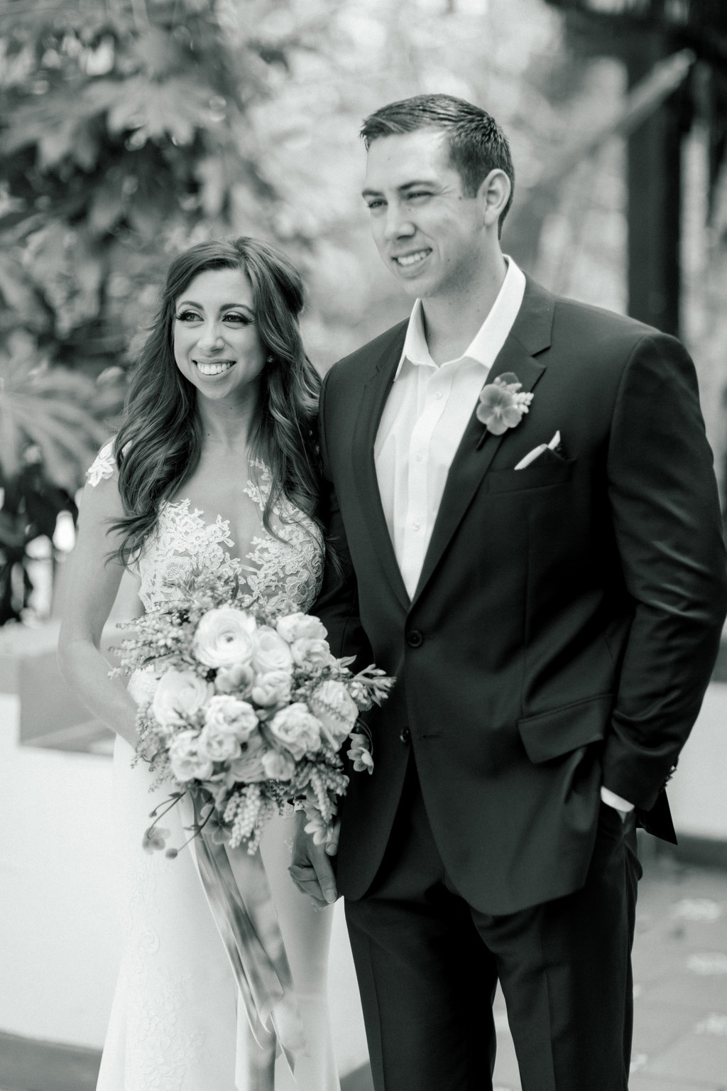 Catherine and Sean in black and white