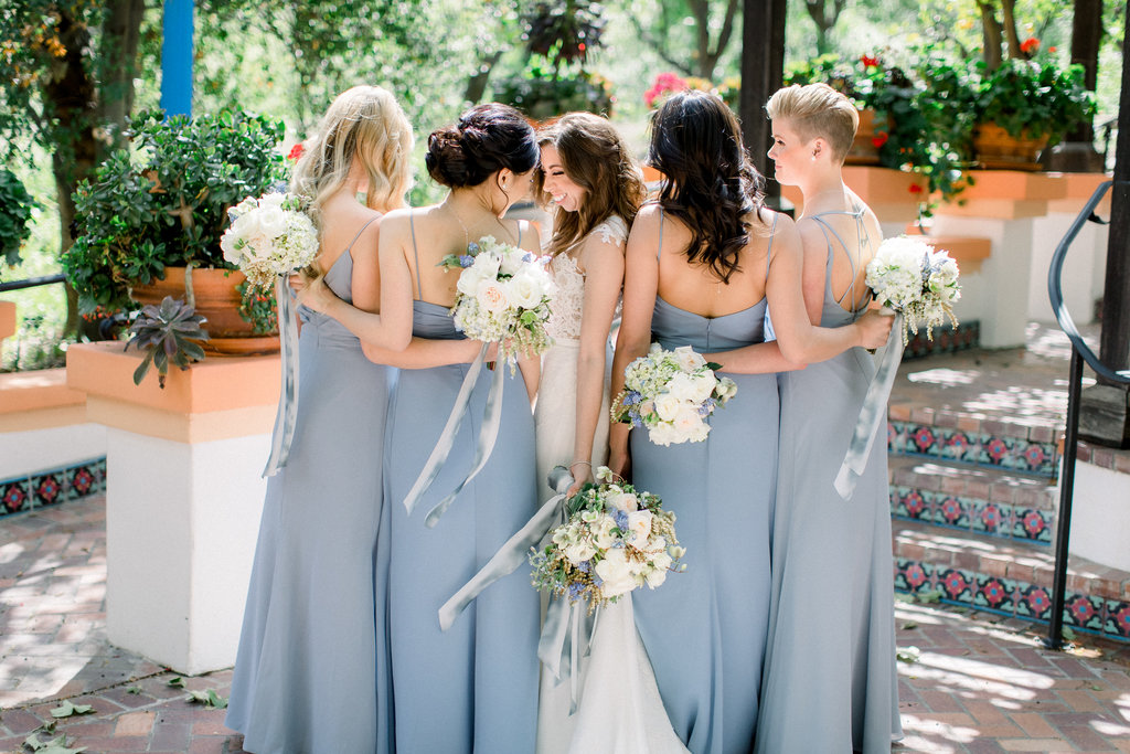 The bride with her bridesmaids before the ceremony