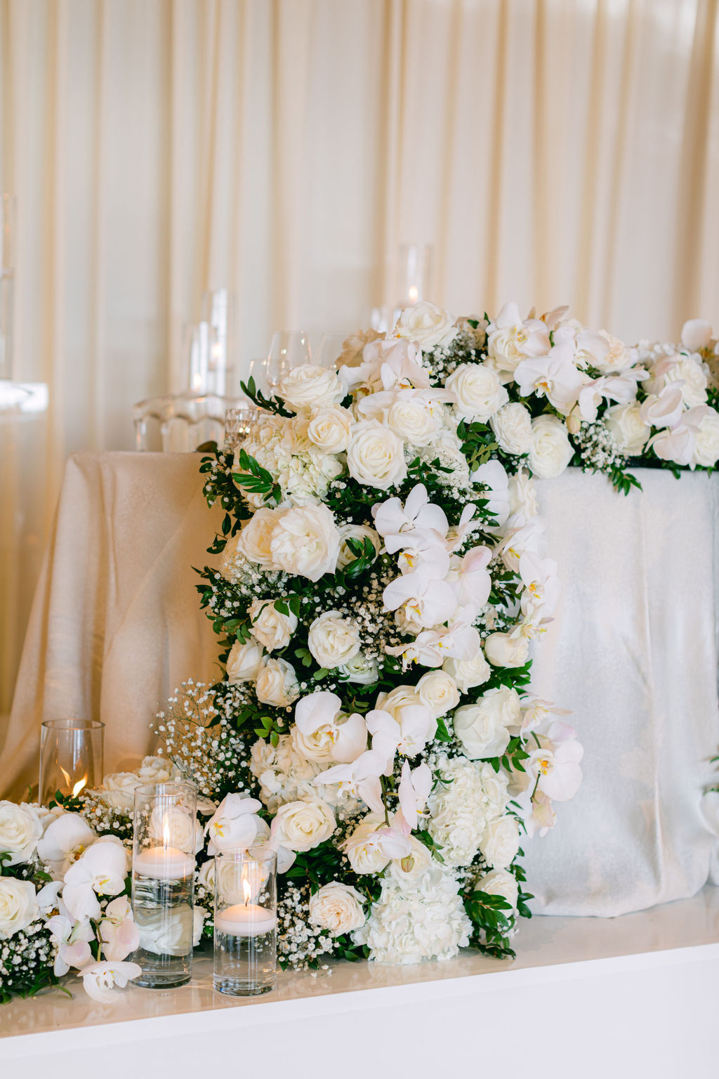 White florals at The Resort at Pelican Hill