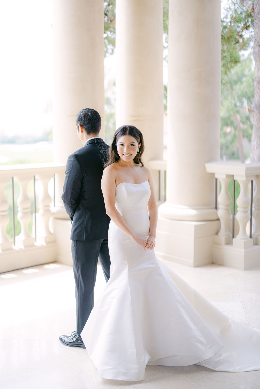 On the colonnade at The Resort at Pelican Hill