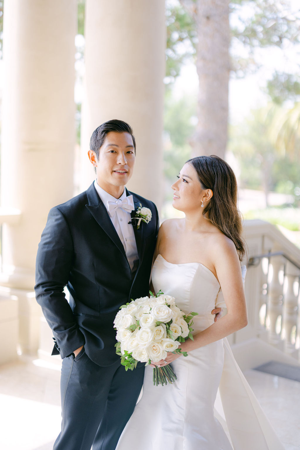 Together on the colonnade at The Resort at Pelican Hill