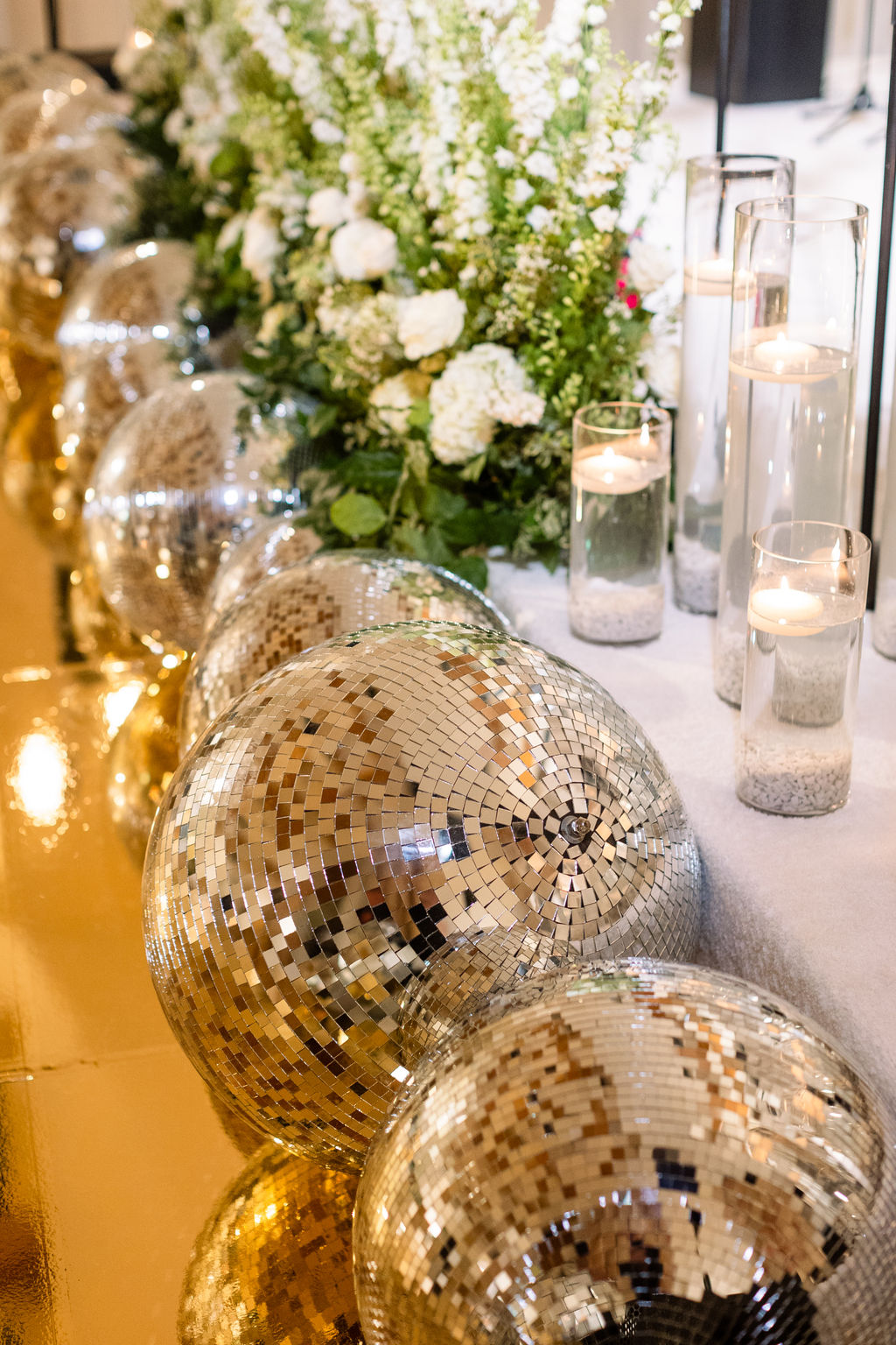 White florals and candlelight