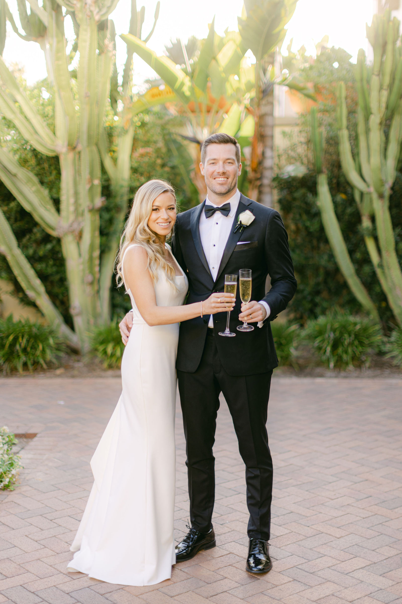 Champagne in the cactus garden at Terranea