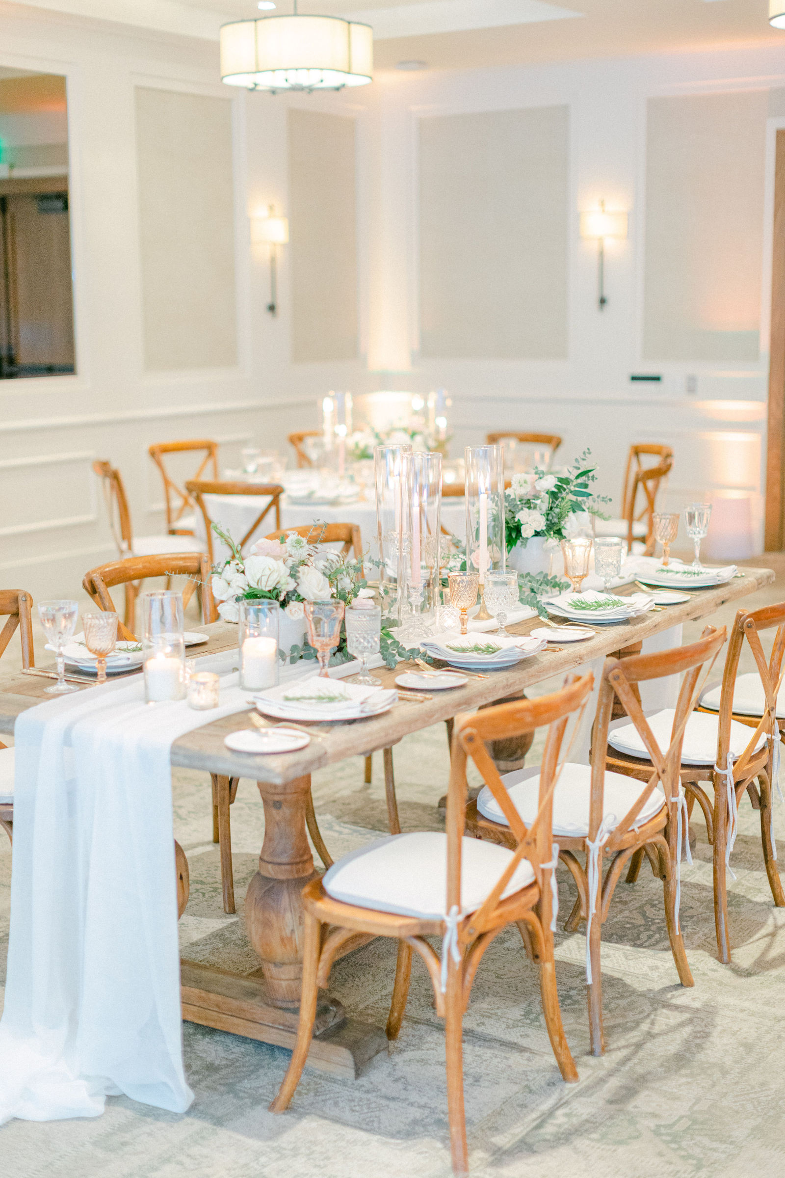 The reception room at The Ranch at Laguna Beach, rattan chairs and soft daylight