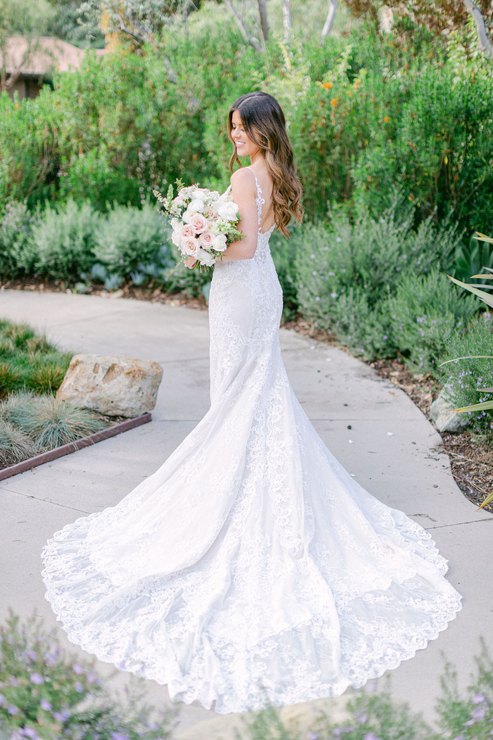 The lace train along the garden path