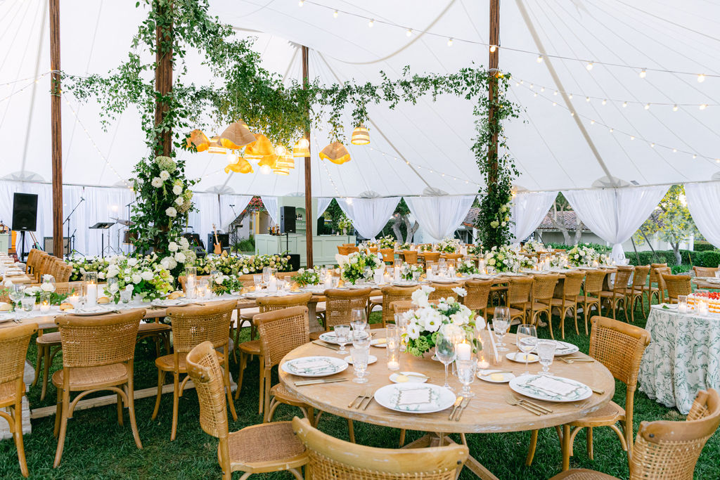 Inside the sailcloth tent on the Croquet Lawn