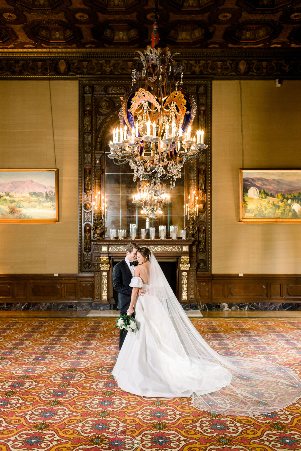 A dip beneath the chandelier