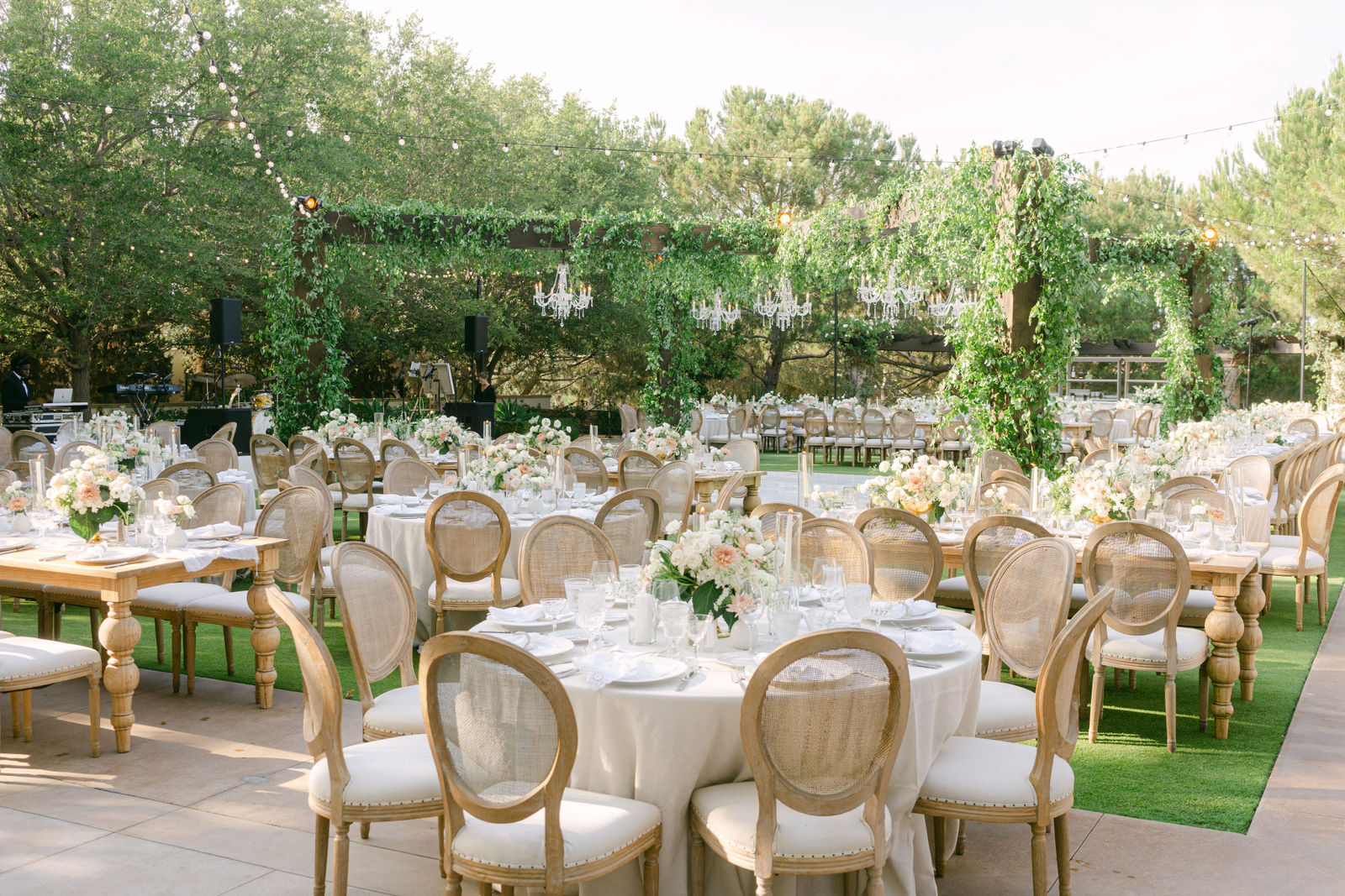 Florals and candlelight down the reception table