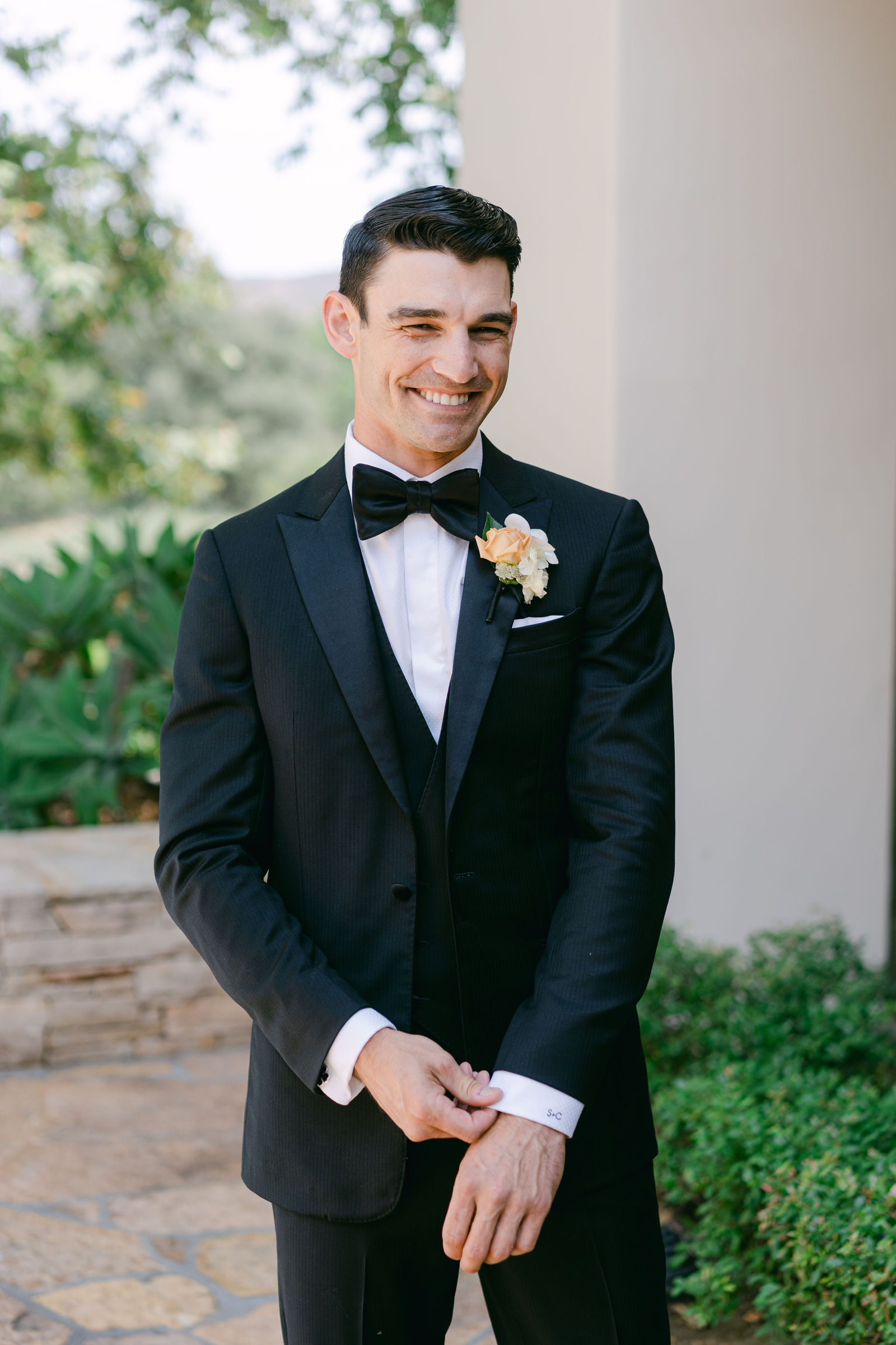 Chance getting ready in black tie