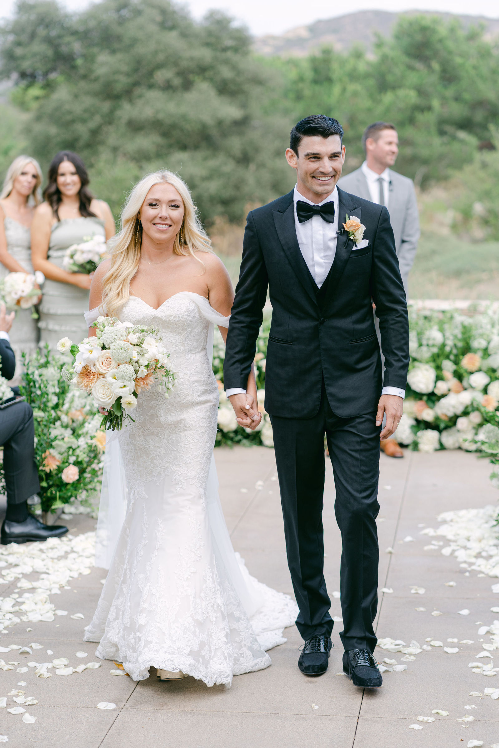 The recessional up a petal-covered aisle