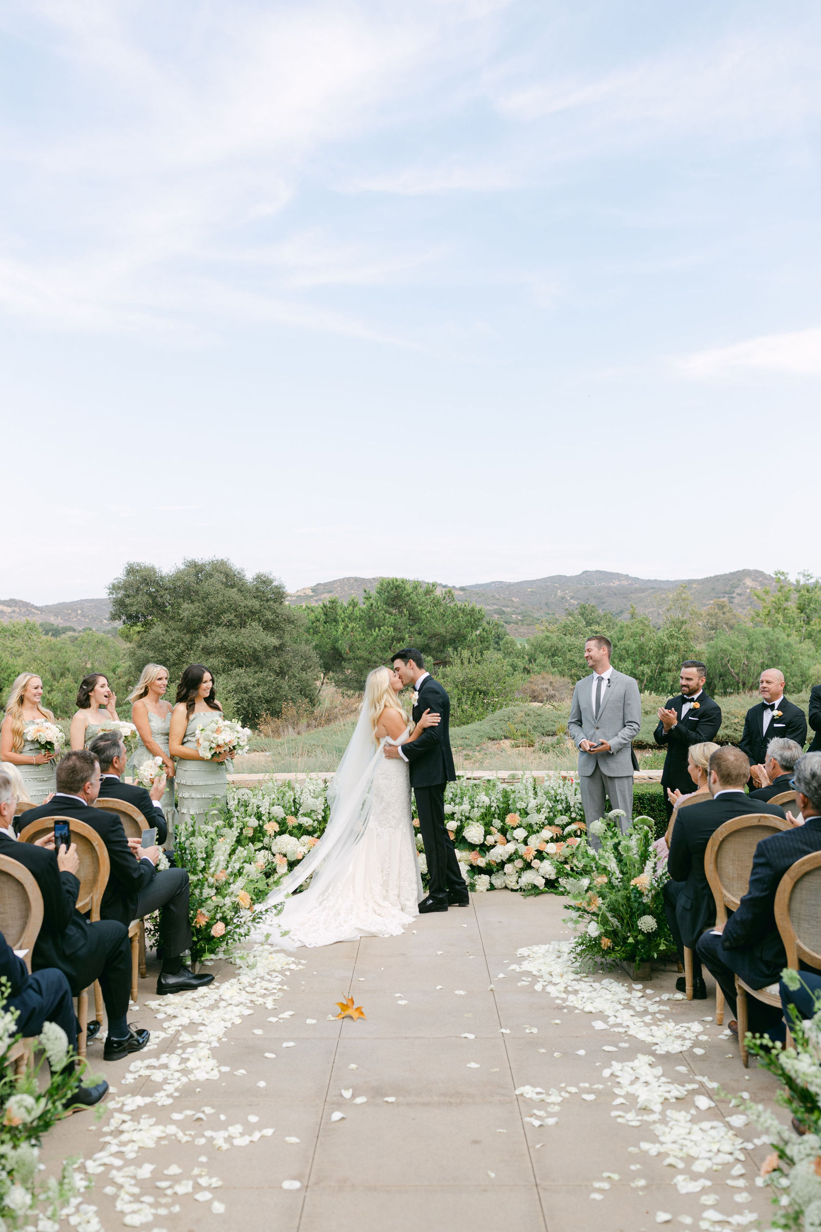 The recessional up a petal-covered aisle