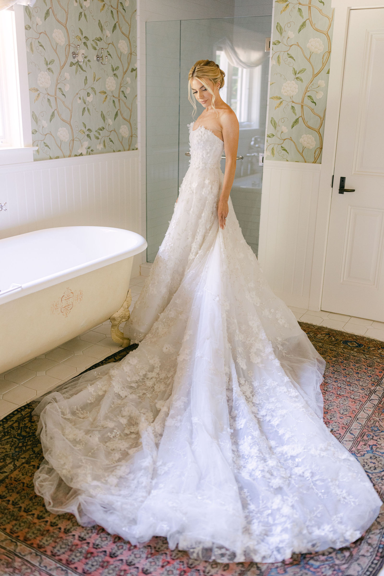 The gown beside the clawfoot tub