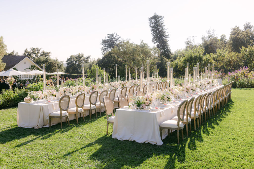 One long table on the lawn at San Ysidro Ranch