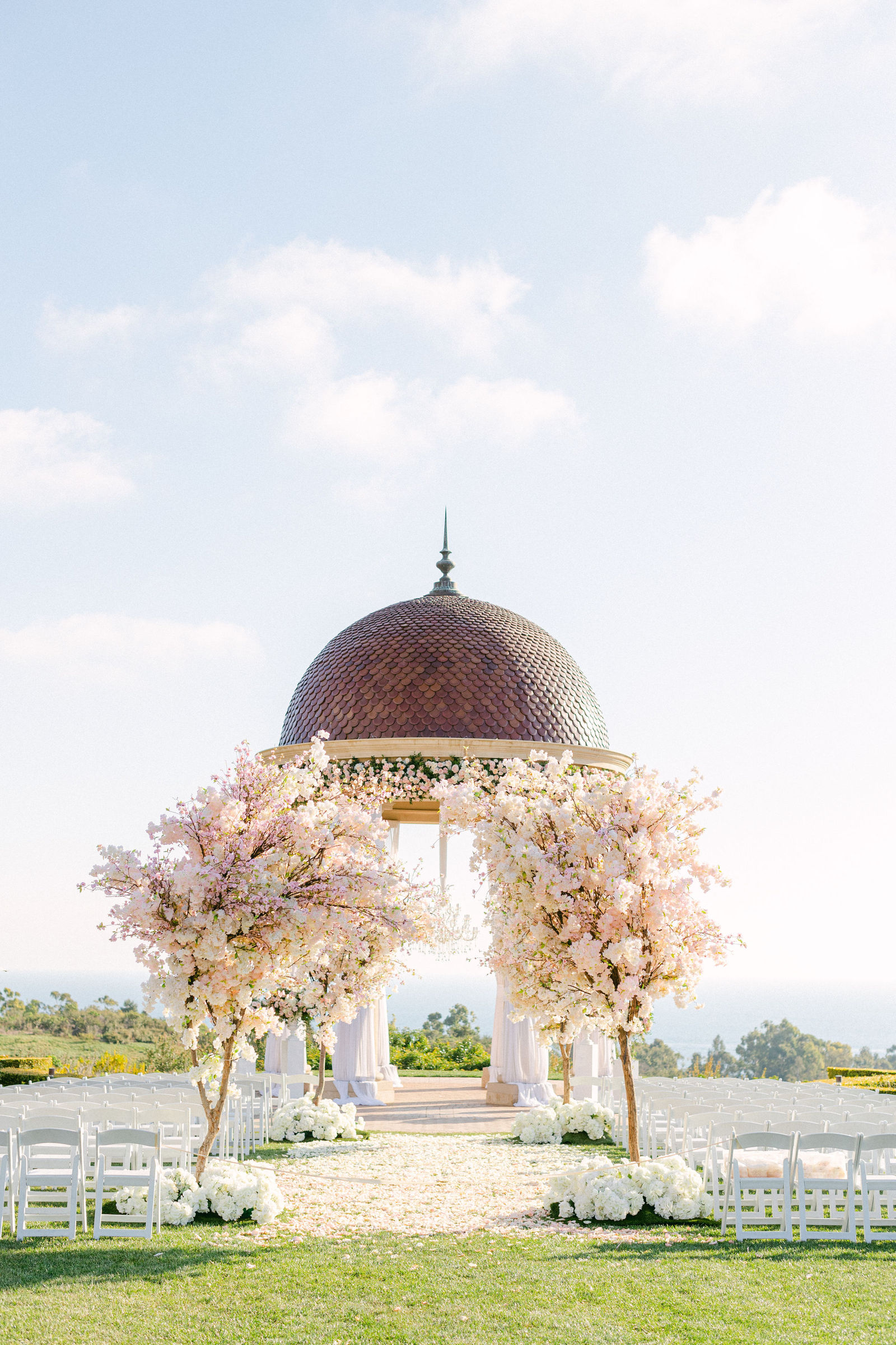 The Pelican Hill rotunda against an open sky