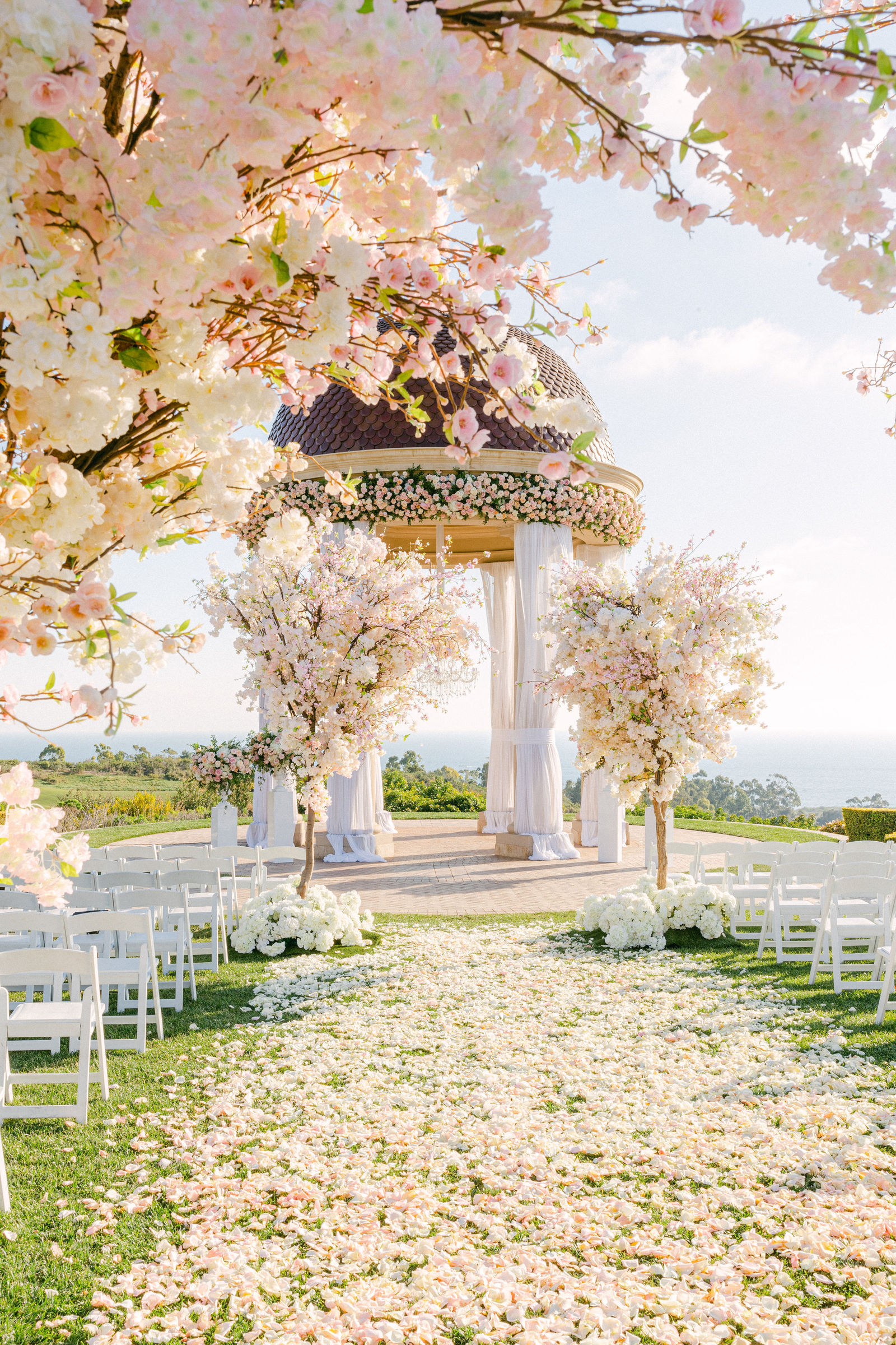 Blossoms overhead at the Pelican Hill rotunda